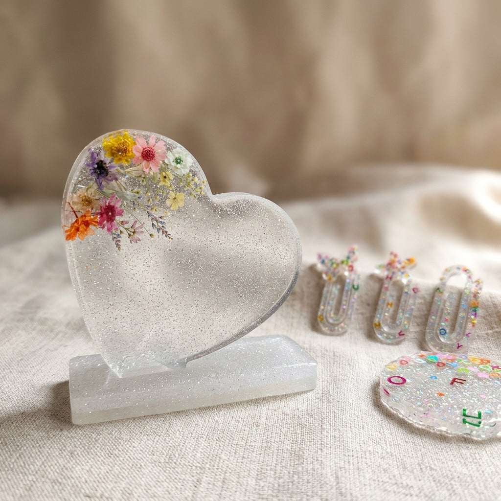Bloom Resin Heart  Keepsake Set Large