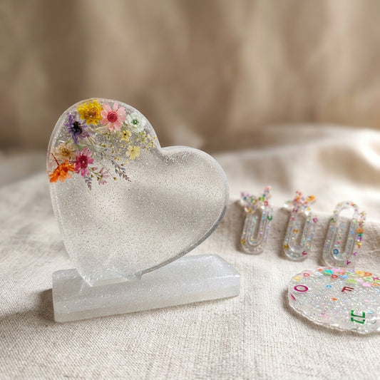 Bloom Resin Heart  Keepsake Set Large